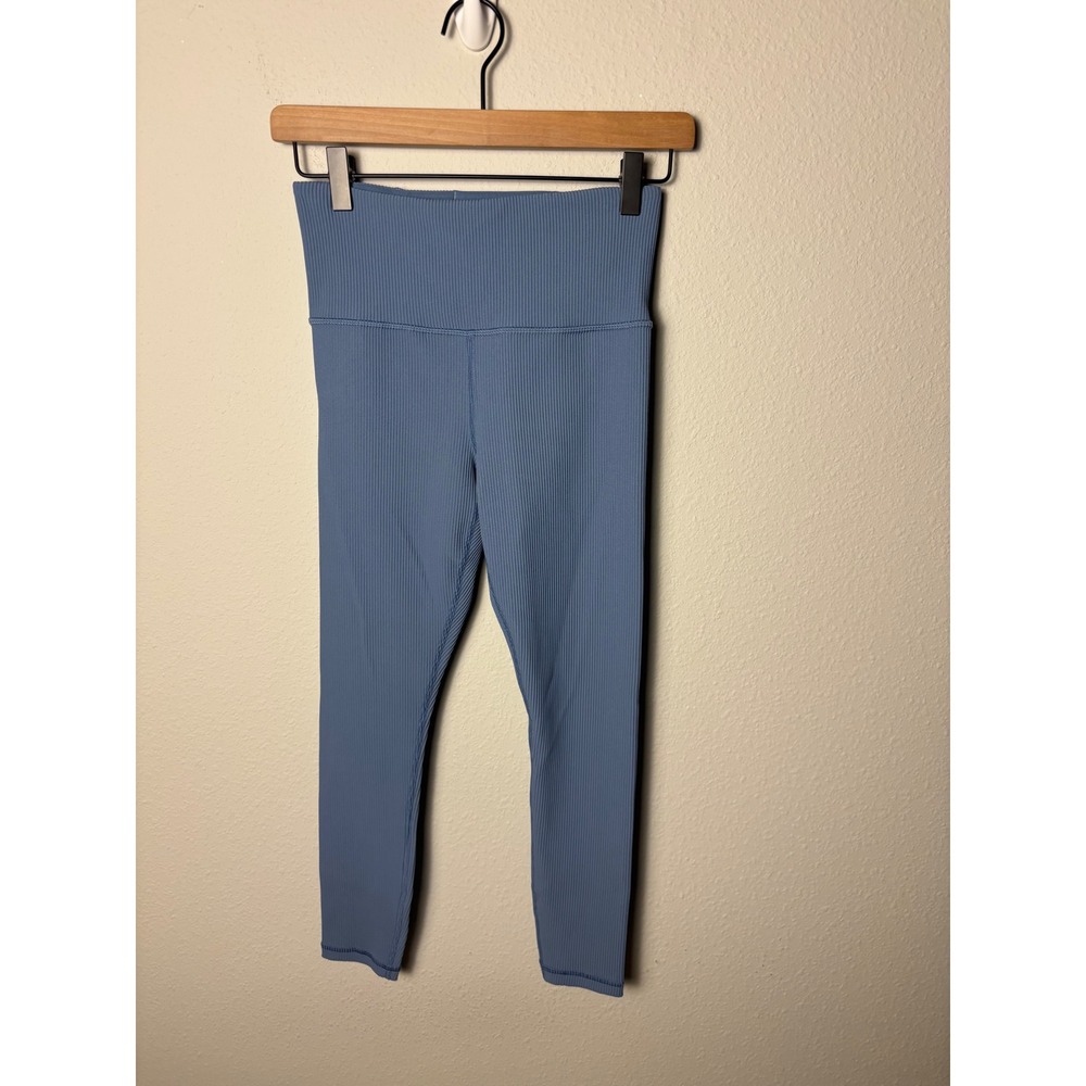 Athleta Elation Rib Tight Leggings Dusty Blue High Rise Small